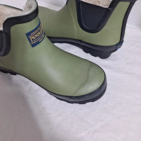 Pendleton Chelsea Boots Woman 7 Green Rubber Waterproof Lined Slip On Comfort - Picture 12 of 14